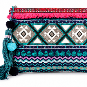 ASTRID 20 Cms Blue Cotton Travel Pouch