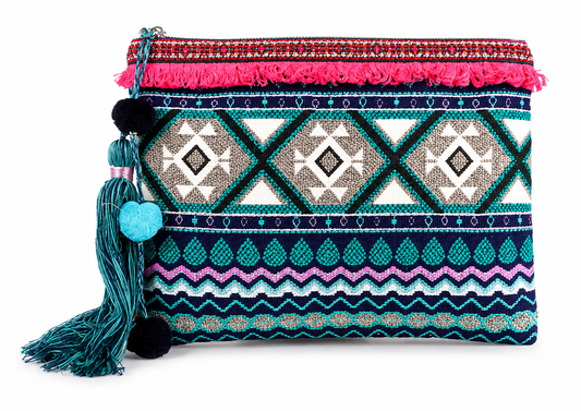 ASTRID 20 Cms Blue Cotton Travel Pouch