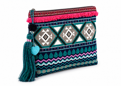 ASTRID 20 Cms Blue Cotton Travel Pouch