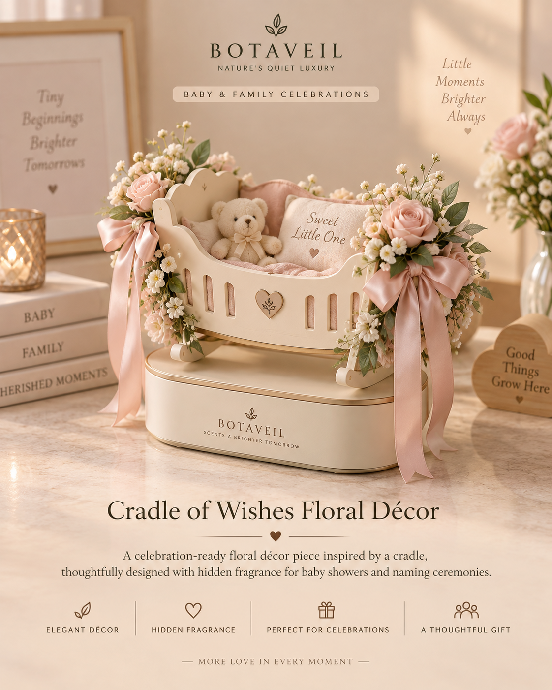 BOTAVEIL Cradle of Wishes Floral Décor