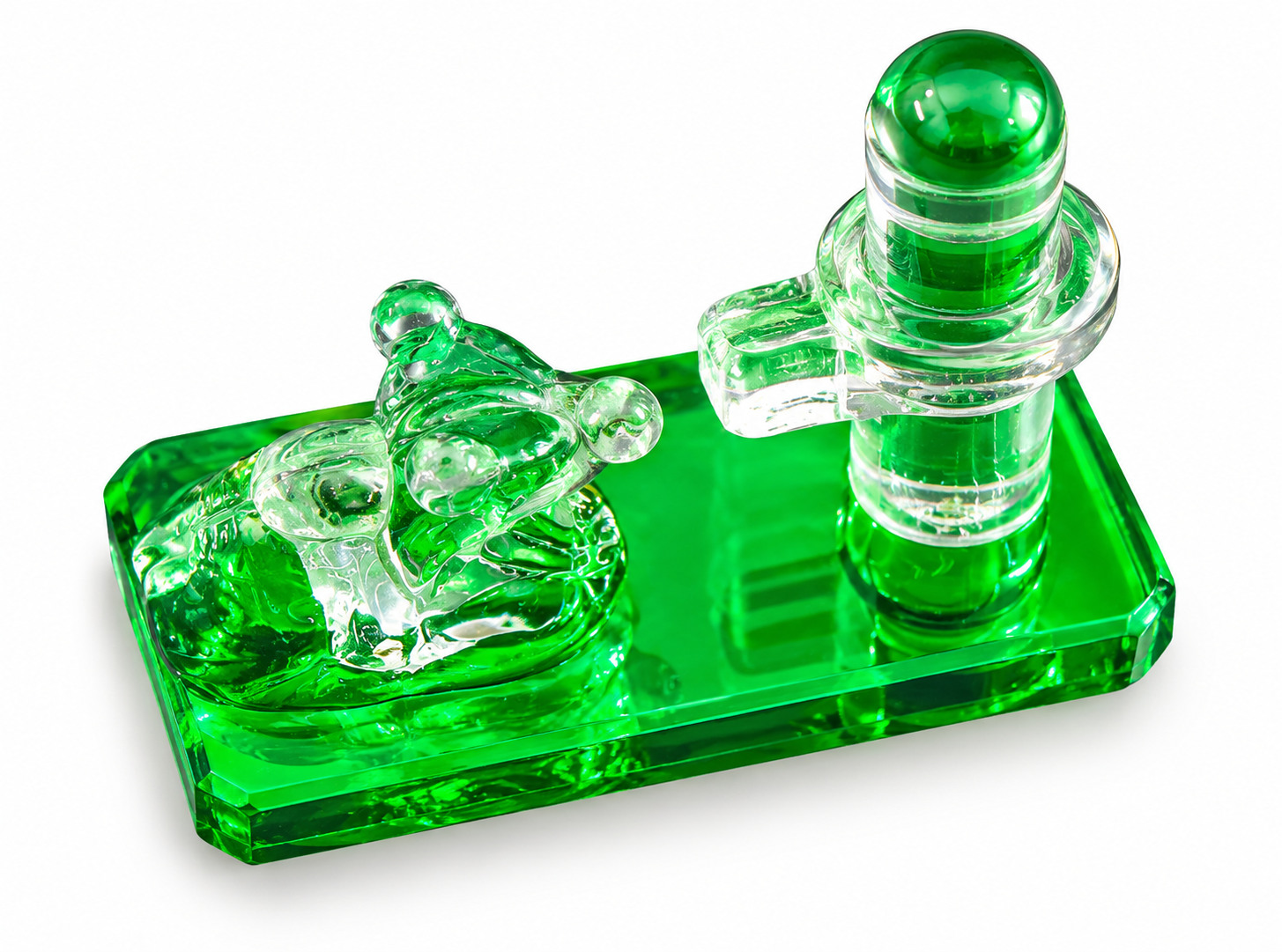 BOTAVEIL Emerald Green Glass Shiva Lingam Puja Décor Set