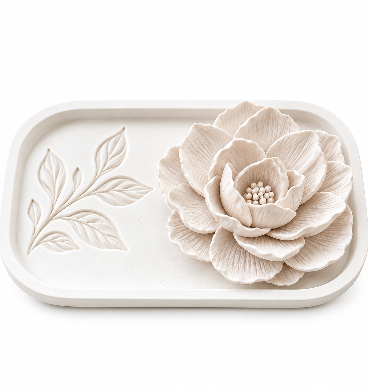 BOTAVEIL Fragrance Aroma Stone Set with Leaf Ceramic Holder