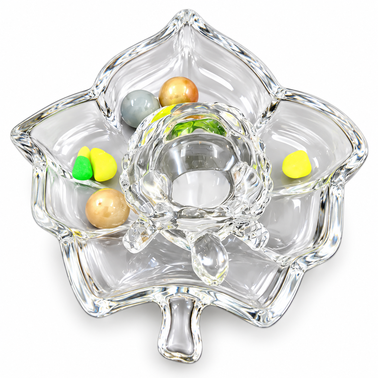 Botaveil Crystal Leaf-Shape Tealight Candle Holder