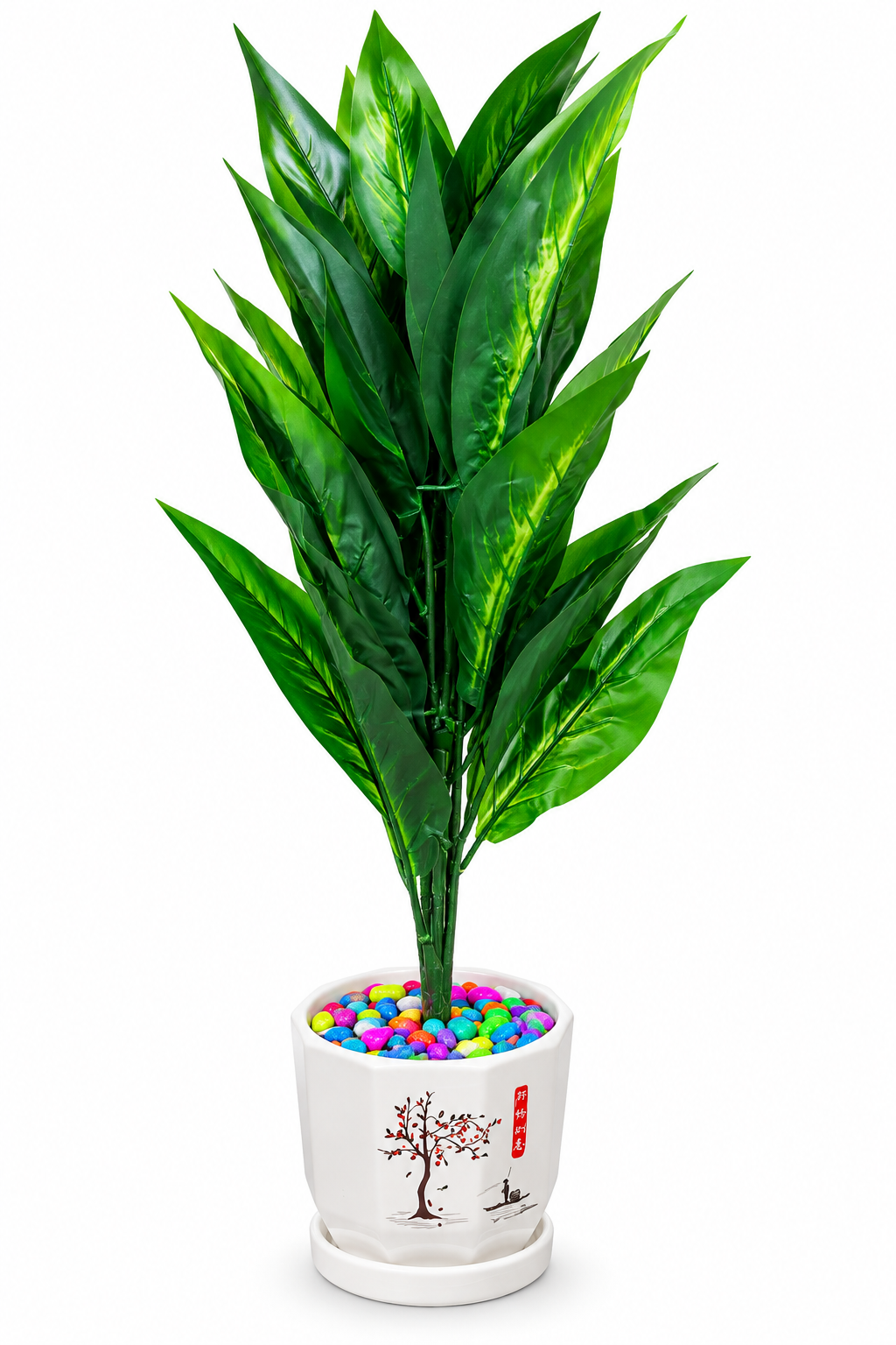 BOTAVEIL Artificial Dracaena Plant – White Pot