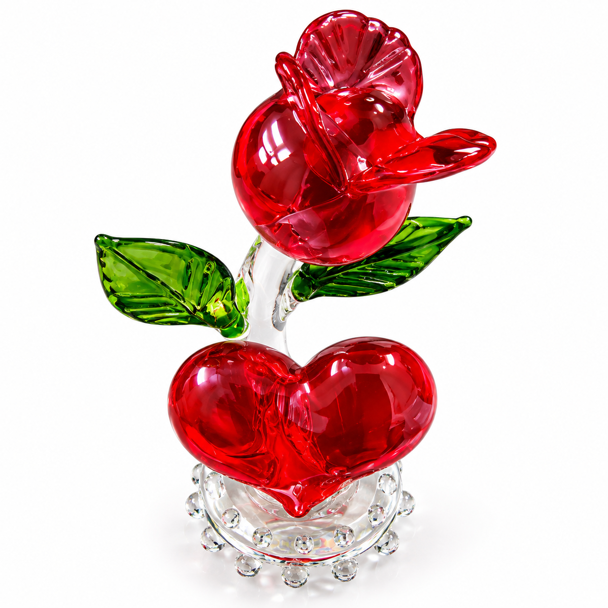 Botaveil Crystal Rose Flower with Heart Base