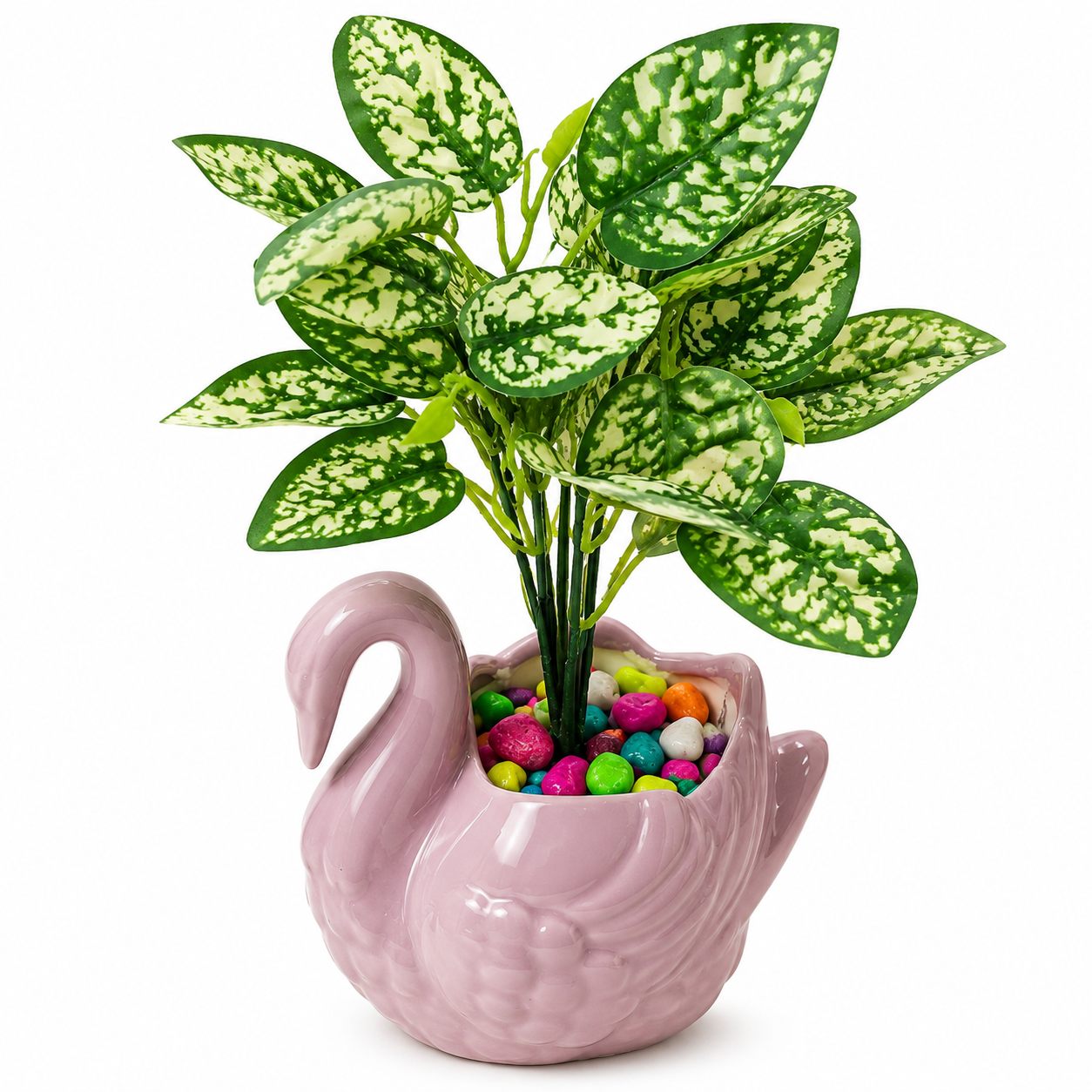 BOTAVEIL Artificial Aglaonema Plant – Pink Swan Pot
