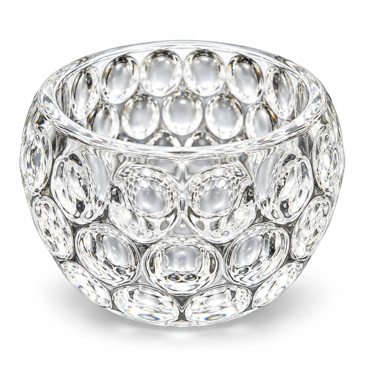 Botveil Clear Glass Bubble-Pattern Tealight Candle Holder (Round Bowl)