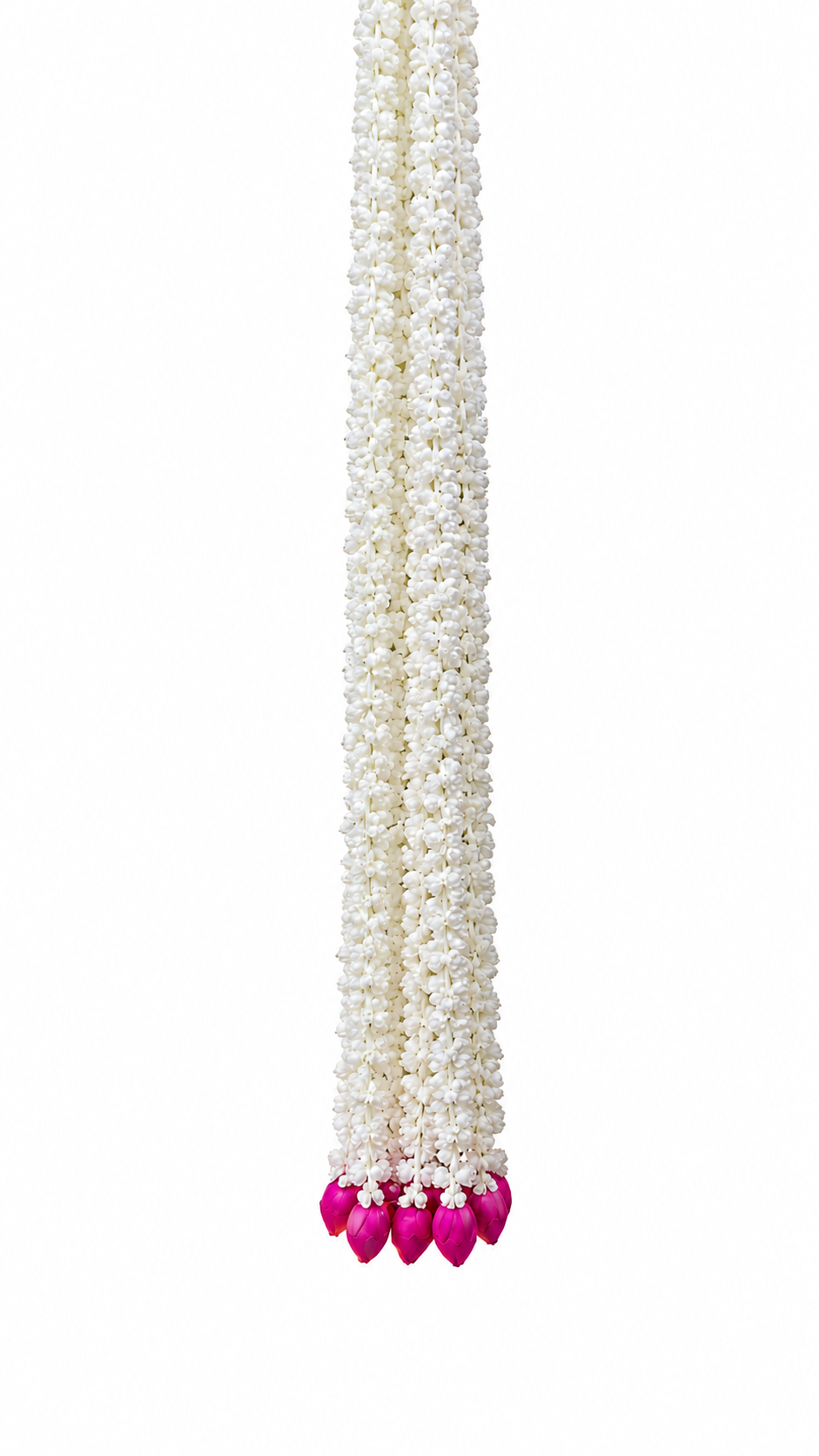 Botaveil White Jasmine-Style Flower Garland Hanging with Pink Bud Ends (Multi-String)