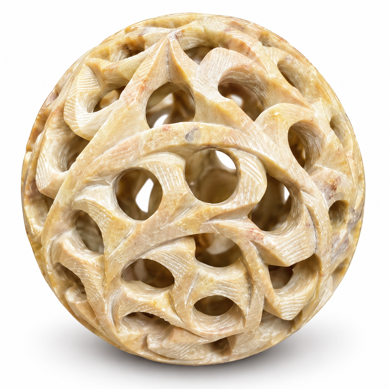 Botaveil Carved Soapstone Jali Egg-Shaped Showpiece (Cutwork Ball)